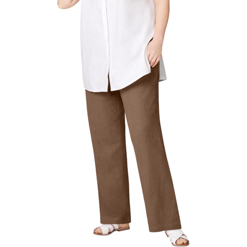 image:imageellos Plus Size LinenBlend Drawstring PantsPecan Brown