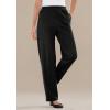 Woman Within Plus Size 7-Day Knit Ribbed Straight-Leg Pull-On Pants(Black)