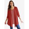 Woman Within Plus Size 7-Day Layered 2-In-1 Tunic(Black Khaki Bias Stripe)