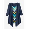 Woman Within Plus Size 7-Day Layered 2-In-1 Tunic(Green Multi Bias Stripe)