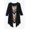 Woman Within Plus Size 7-Day Layered 2-In-1 Tunic(Green Multi Bias Stripe)