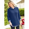 Woman Within Plus Size Cable Knit V-Neck Pullover Sweater(Medium Heather Grey)