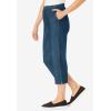 Woman Within Plus Size Capri Elastic Waist Stretch Fineline Denim Jean (Petite Available)(Medium Stonewash)