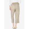 Woman Within Plus Size Capri Elastic Waist Stretch Fineline Denim Jean (Petite Available)(Natural Khaki)