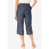 Woman Within Plus Size Drawstring Denim Capri(Navy)