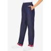 Woman Within Plus Size Elastic-Waist Cotton Straight Leg Denim Pant with Flannel Lining(Medium Stonewash)