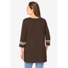 Woman Within Plus Size Embroidered Knit Tunic(Chocolate)