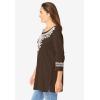 Woman Within Plus Size Embroidered Knit Tunic(Chocolate)