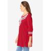 Woman Within Plus Size Embroidered Knit Tunic(Classic Red)