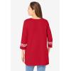Woman Within Plus Size Embroidered Knit Tunic(Classic Red)