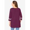 Woman Within Plus Size Embroidered Knit Tunic(Deep Claret)