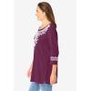 Woman Within Plus Size Embroidered Knit Tunic(Deep Claret)