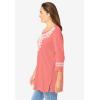 Woman Within Plus Size Embroidered Knit Tunic(Sweet Coral)