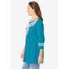 Woman Within Plus Size Embroidered Knit Tunic(White)