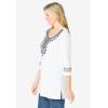 Woman Within Plus Size Embroidered Knit Tunic(White)