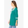 Woman Within Plus Size Embroidered Knit Tunic(White)