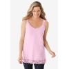 Woman Within Plus Size Lace-Trim V-Neck Tank(Navy)