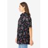 Woman Within Plus Size No Iron Short Sleeve Peachskin Shirt(Black Floral)