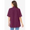 Woman Within Plus Size No Iron Short Sleeve Peachskin Shirt(Deep Claret)