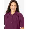 Woman Within Plus Size No Iron Short Sleeve Peachskin Shirt(Deep Claret)
