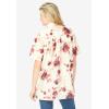 Woman Within Plus Size No Iron Short Sleeve Peachskin Shirt(Ivory Romantic Floral)
