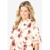 Woman Within Plus Size No Iron Short Sleeve Peachskin Shirt(Ivory Romantic Floral)