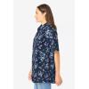 Woman Within Plus Size No Iron Short Sleeve Peachskin Shirt(Navy Floral)