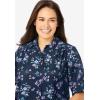 Woman Within Plus Size No Iron Short Sleeve Peachskin Shirt(Navy Floral)