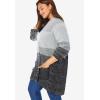 Woman Within Plus Size Ombre Shaker Cardigan Sweater(Black Ombre)