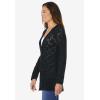 Woman Within Plus Size Open Front Pointelle Cardigan Sweater(Black)