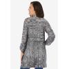 Woman Within Plus Size Open Front Pointelle Cardigan Sweater(Black White Marled)