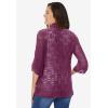 Woman Within Plus Size Open Front Pointelle Cardigan Sweater(Deep Claret)