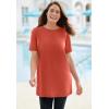 Woman Within Plus Size Perfect Crewneck Tunic(Burnt Red)