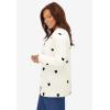 Woman Within Plus Size Perfect Long-Sleeve Cardigan Sweater(Ivory Black Heart)