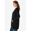 Woman Within Plus Size Perfect Longer-Length Cotton Cardigan Sweater(Black)
