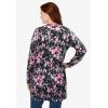 Woman Within Plus Size Perfect Longer-Length Cotton Cardigan Sweater(Black Floral)
