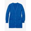 Woman Within Plus Size Perfect Longer-Length Cotton Cardigan Sweater(Raspberry)