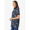 Woman Within Plus Size Perfect Printed Short-Sleeve Polo Shirt(Black Paisley)