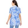 Woman Within Plus Size Perfect Printed Short-Sleeve Polo Shirt(French Blue Soft Lotus)