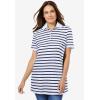 Woman Within Plus Size Perfect Printed Short-Sleeve Polo Shirt(French Blue Soft Lotus)