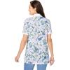 Woman Within Plus Size Perfect Printed Short-Sleeve Polo Shirt(White Butterflies)