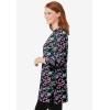 Woman Within Plus Size Perfect Printed Three-Quarter-Sleeve Scoopneck Tunic(Black Multi Floral)