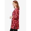 Woman Within Plus Size Perfect Printed Three-Quarter-Sleeve Scoopneck Tunic(Classic Red Textured Snowflake)
