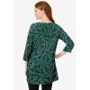 Woman Within Plus Size Perfect Printed Three-Quarter-Sleeve Scoopneck Tunic(Emerald Green Leaf Print)