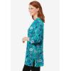 Woman Within Plus Size Perfect Printed Three-Quarter-Sleeve Scoopneck Tunic(Pretty Jade Jacquard Floral)