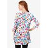 Woman Within Plus Size Perfect Printed Three-Quarter-Sleeve Scoopneck Tunic(White Painterly Bloom)