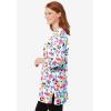 Woman Within Plus Size Perfect Printed Three-Quarter-Sleeve Scoopneck Tunic(White Painterly Bloom)
