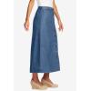 Woman Within Plus Size Perfect Side-Elastic All-Cotton Button Front Denim Jeans Skirt(Medium Stonewash)