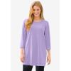 Woman Within Plus Size Perfect Three-Quarter-Sleeve Scoopneck Tunic(Black)