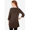 Woman Within Plus Size Perfect Three-Quarter-Sleeve Scoopneck Tunic(Chocolate)